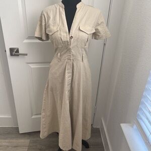 Alex Marie Khaki Button Front Dress